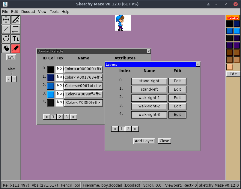 Screenshot of the Doodad editor