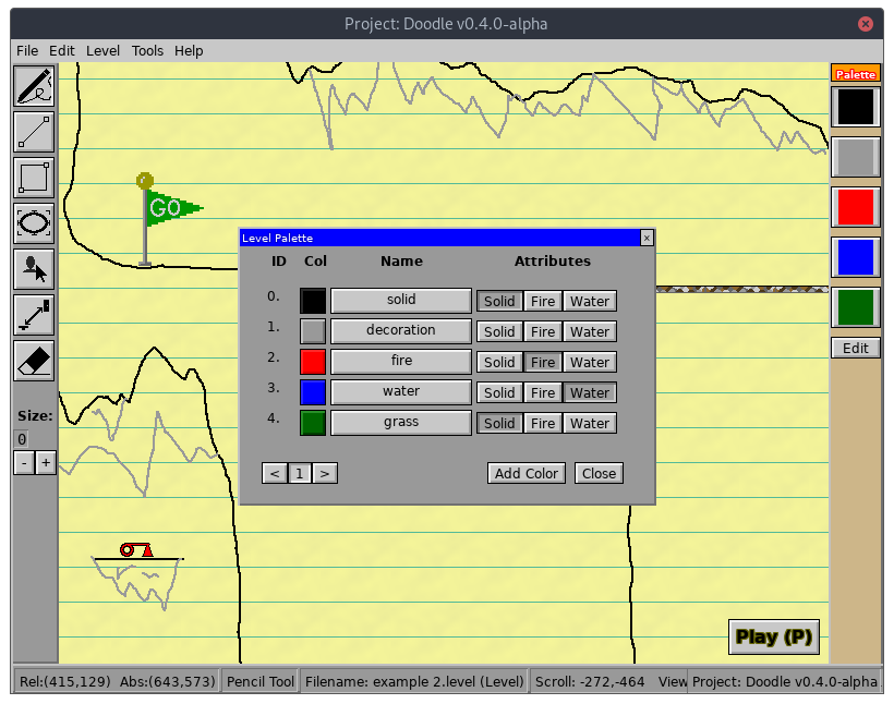 Screenshot of the Level Palette editor