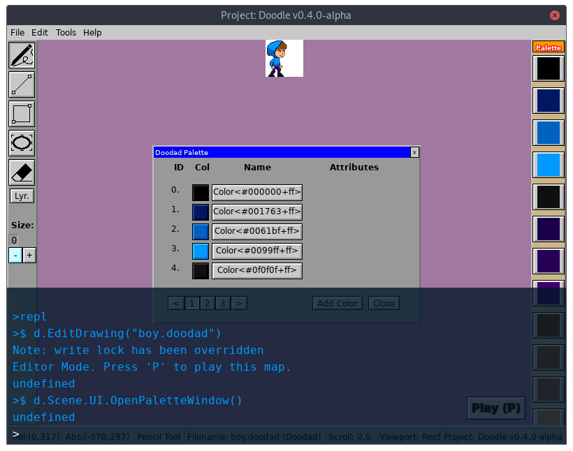 Screenshot of the JavaScript REPL